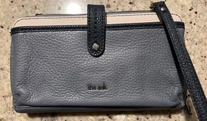 The Sak Smartphone Convertible Wristlet Wallet Blue White Leather EUC - Picture 1 of 4