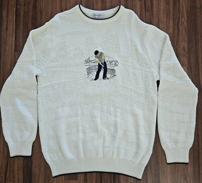Suéter de golf de colección Cypress Links para hombre talla XLT cuello redondo bordado marfil Foto 1 de 4