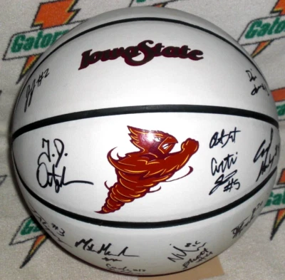 2025 IOWA STATE CYCLONES TEAM SIGNED F/Sz WHITE PANEL LOGO BASKETBALL Hilton Mjk - Image 1 of 4