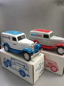 2 Ertl Service Star & Geotech Truck Bank 1932 Ford Panel 7" Long Unused in Box - Picture 1 of 3
