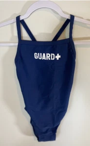 NWT! ClubSwim Sz28 Girls Sz8 Racerback One-Piece Swimsuit Navy Youth “GUARD” NEW - Picture 1 of 12