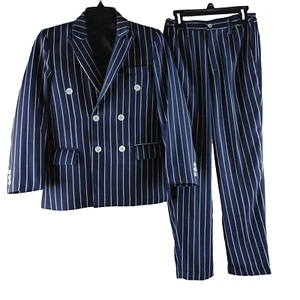 Gaojifushi Girls Size 14 Double Breasted Blue White Striped 2pc Pant Suit 24x24 - Picture 1 of 19