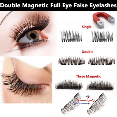3D Magnetic False Eyelashes Waterproof Reusable Curl Natural Mink Eye Lashes Lot - Image 1 of 4