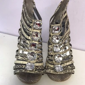 Sam Edelman Hampton Snake Print Caged Sandal Heels Size 9M - Picture 1 of 12