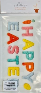 Glitter Happy Easter Window Gel Sticker Cling Decorations Spring Teacher Supply - Picture 1 of 1