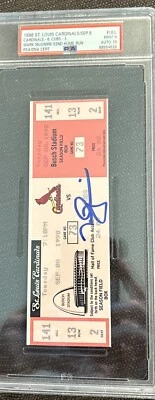 Psa 9 Auto 10 JSA witness Mark McGwire Signed 1998 62 HR Cardinals Ticket - Image 1 of 4