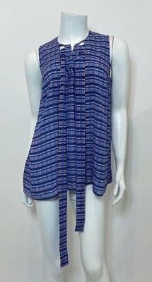 Derek Lam Sleeveless Silk Tank in Blue Multi Size 4 - Image 1 of 4