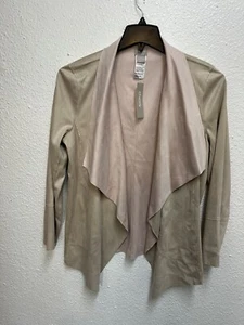 Chico's Travelers Double Faced Faux Suede Jacket Sz 1(8-10) Powdered Taupe Cozy - Picture 1 of 3