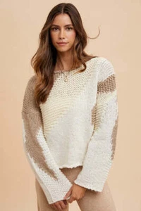 Annie Wear Color Block Drop Shoulder Sweater - Picture 1 of 9