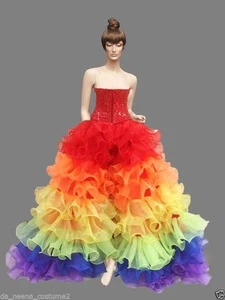 Da NeeNa RBCC Vegas Organza Regenbogen Gay Pride Rüschen Korsett Rock XS-XL - Bild 1 von 3