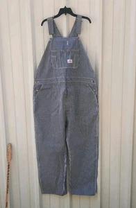 New Roundhouse Vintage Mens Size 50 X 30 Striped Bibs Overalls Engineer USA MADE - Picture 1 of 19