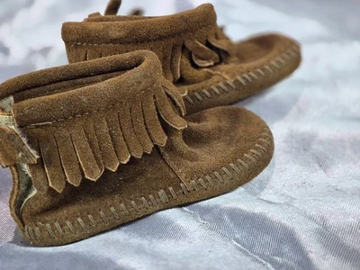 MINNETONKA Bebé Talla 3 1172S Gamuza Cuero Indio Mocasines Suela Suave Botín Foto 1 de 4