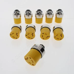 10 Cooper Yellow Armored Nylon Connectors L10-20 20A 125/250V 3-Pole 3-Wire 2355 - Imagen 1 de 7
