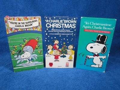 Charlie Brown Snoopy Peanuts Christmas Super Bowl VHS Video Tape Lot Foto 1 de 4