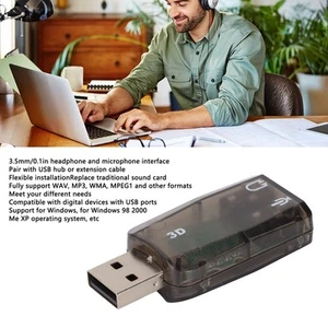 USB Sound Card Stereo Virtual 5.1 Channel External Sound Adapter With 3.5mm H CB - Afbeelding 1 van 22