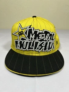 Rockstar Energy Drink Metal Mulisha New Era Fitted Hat Cap Yellow Size 7 5/8 - Picture 1 of 6