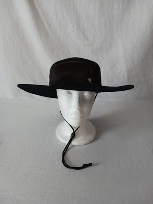 Sombrero Eric Javits para mujer negro 100 % lana con envoltura ancha marrón oscuro - Usado en excelente estado Foto 1 de 4