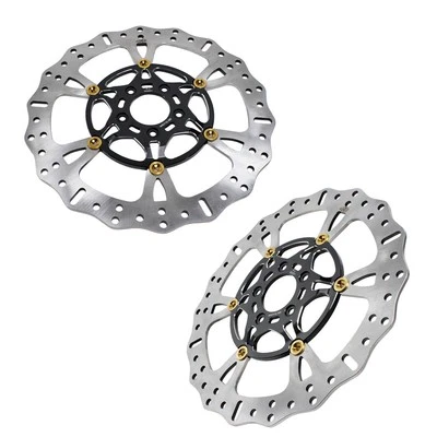 2PCS Big Black Gold Front Brake Rotor for Harley Road Glide FLTRX FLTRK FLHR 09+ - Image 1 of 4