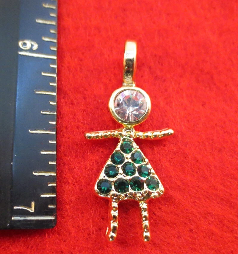 14KT Gold EP Mädchen May Simulierte Grün Kristalle Pflastern Geburtsstein Kinder - Bild 1 von 1