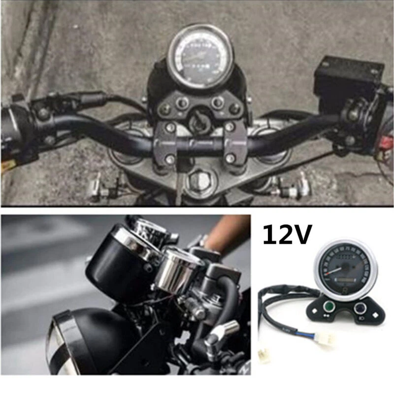 12V 9.5cm Negro Moto Odómetro Velocímetro Engranaje Pantalla Digital Para Honda Foto 1 de 4