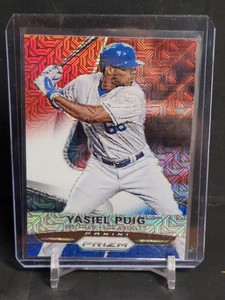 2015 Panini Prizm Yasiel Puig Red White Blue Mojo Prizms