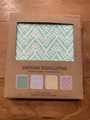 NIB Swedish Dishcloth 12-Piece Set -Water Absorbent Reusable Machine Washable - Image 1 of 3