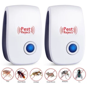 2PCS Electronic Ultrasonic Pest Reject Mosquito Cockroach Mouse Killer Repeller - Picture 1 of 23