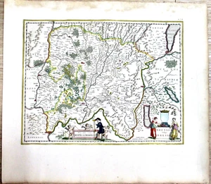 BRESSIA VULGO BRESSE 1650 W. BLAEU ORIGINAL HAND COLORED MAP LYON GENEVA - Picture 1 of 3