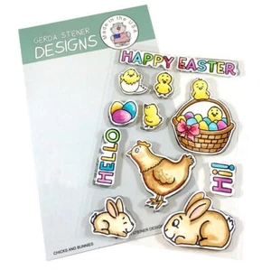 Gerda Steiner Designs, Chicks and Bunnies 4x6 Clear Stamp Set - Picture 1 of 1
