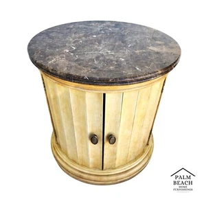LEXINGTON Italian Marble Drum Side Center Table - Picture 1 of 14
