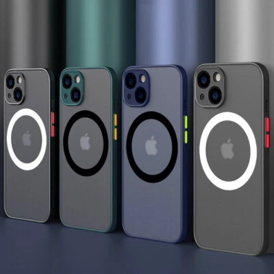 For iPhone 14 13 12 11 Pro Max X XR 8 Magnetic Shockproof Armor Matte Case Cover - Image 1 of 4