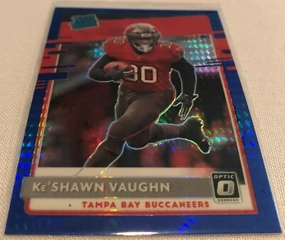 2020 Optic Football Ke'Shawn Vaughn Tampa Bay Buccaneers Blue Hyper Rookie #186 - Image 1 of 4