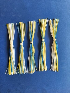 5 silicone Skirts White/Yellow/Dark Blue  5-929457 Lure Spinnerbait Buzz  Bass - Picture 1 of 1
