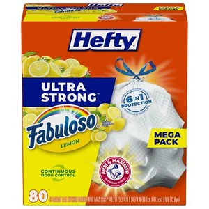 Hefty Ultra Strong 80 Stück 13 Gallonen Küche Müllbeutel mit Fabuloso Zitrone... - Bild 1 von 8