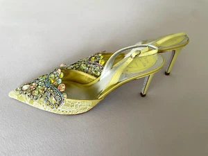 Rene Caovilla Designer Schuh Heels Slingpumps Stilettos Schmucksteine Gelb 39 - Bild 1 von 5