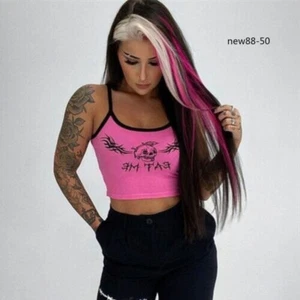 Long Wave Black Fiber Lace Front Wig With White & Pink Highlights Heat Cos Gift - Picture 1 of 12