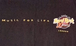 Hard Rock Cafe MUSIC FOR LIFE 30 Years London GUITAR World Tour List T Shirt L - Picture 1 of 6