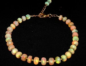 Natural Ethiopian opal gemstone bracelet 3 to 6 mm opal beads cut opal bracelet - Picture 1 of 9