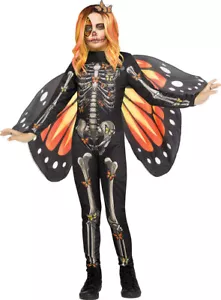 Orange Butterfly Bones Skeleton Child Girls Costume Size XL 14-16 NEW - Picture 1 of 3