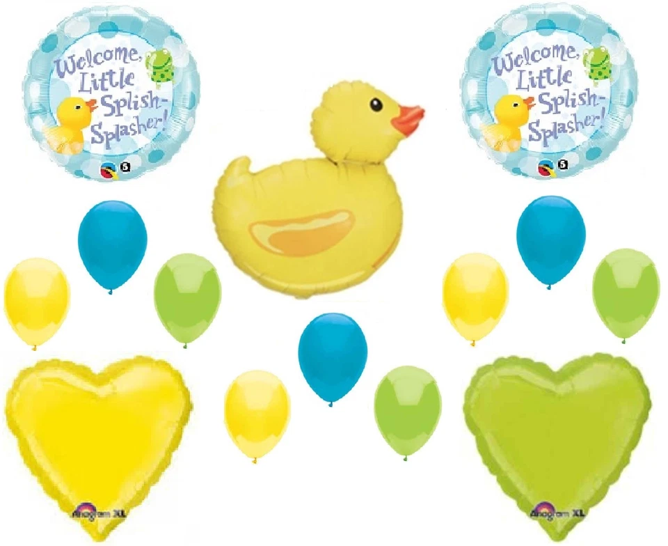 Welcome Little Splish Splasher Goma Amarillo Pato Baby Shower Globos Decoración Set Foto 1 de 1