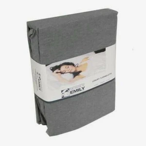 2 Pack Double Bed Fitted Sheets Grey Brushed Cotton Flannelette Set 100% Cotton - Picture 1 of 1