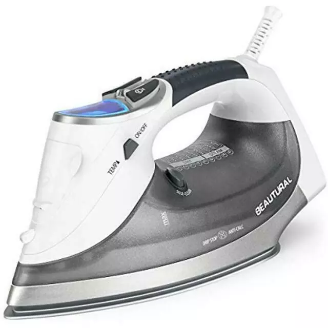 Beautural 724NA-0001 1800W Ceramic Steam Iron with LCD Screen - Gray