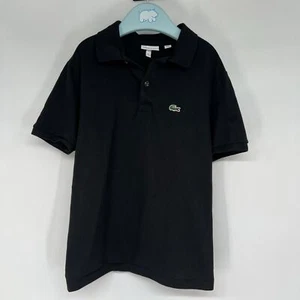 Lacoste Petit Piqué Polo Shirt Boys Kids' Size 14 Black 100% Cotton Essential - Picture 1 of 7