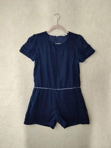 Gap Kids Girls Rompers XXL Navy Velvet Short Sleeve Lined Overall 14-16 - Picture 1 of 20