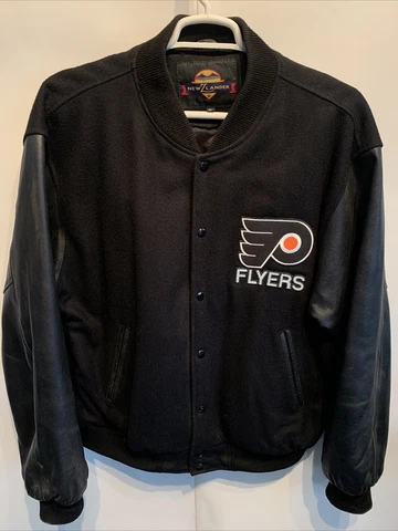 Vtg Philadelphia Flyers NHL Hockey Leather Varsity Letterman Jacket Coat Mens XL Cover