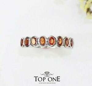 Natural Orange Sapphire  925 Sterling Silver Ring