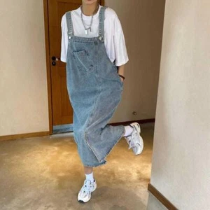 Spring Summer Denim Overall Dress - Women's Sleeveless Casual Loose Spaghetti - Picture 1 of 9