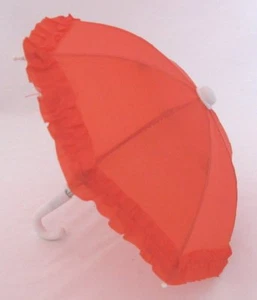 Paraguas rojo lluvia - sombrilla con adorno de volantes se adapta a muñecas American Girl de 18 pulgadas - Imagen 1 de 1
