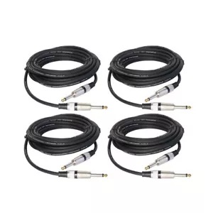 Confezione 4 Cavi 15ft 6.35mm 1/4" a 1/4" Mono Maschio Microfono Chitarre Cavo Audio - Foto 1 di 18