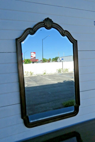 French Solid Cherry Wall Bathroom Vanity Dresser Mirror Drexel Heritage 1525 Cover